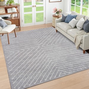 Area Rugs for Living Room Washable Geometric Rug Stripe Farmhouse Non Slip Low Pile Soft Rug for Bedroom - 1 of 4