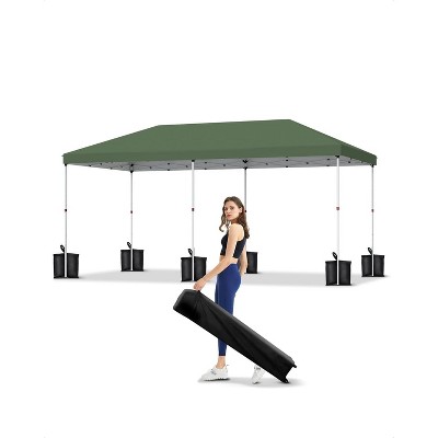 Portable Pop-Up Canopy Tent with 3 Adjustable Heights, Waterproof Outdoor Sun Shade with Wheeled Bag, Party Tents for Patio, Deck, Garden, Beach