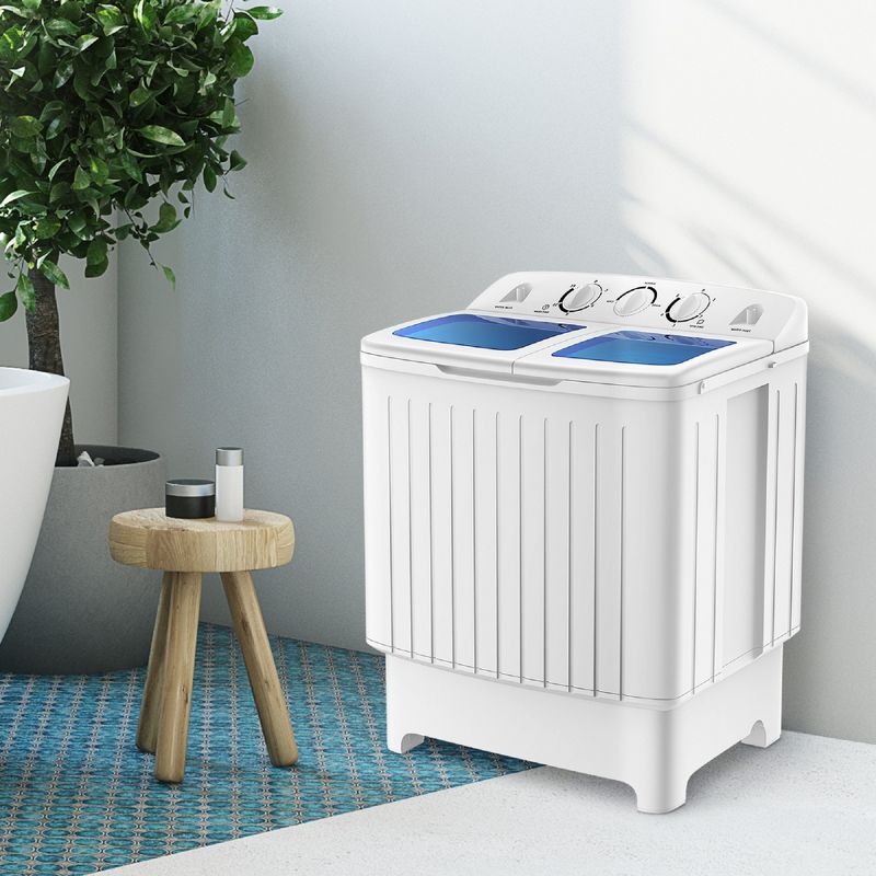 Costway Portable Mini Compact Twin Tub 20lb Washing Machine Washer Spin Dryer, 2 of 11