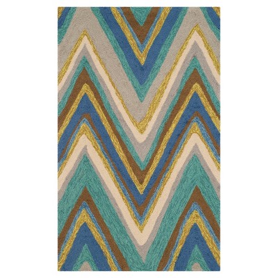 Blue/Multi Stripes Hooked Accent Rug - (2'3"x3'9") - Safavieh
