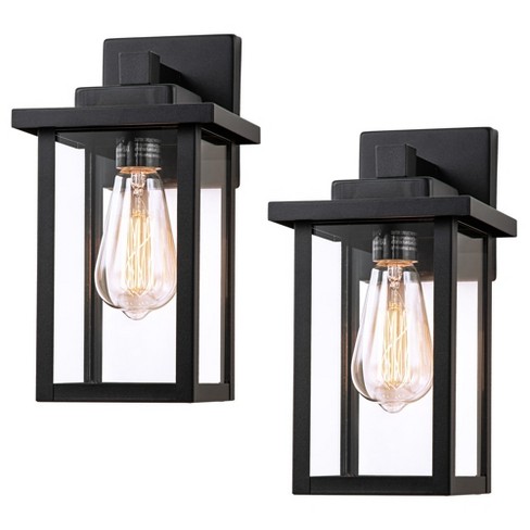 C Cattleya 2-pack Powder-coated Black Outdoor Wall Sconces With Clear ...