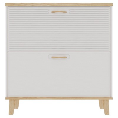 GlasFlength Shoe Racks Slim Entryway Organizer with Flip Down Doors and Adjustable Shelves for Small Living Spaces, White, 31.5"*9.45"*33.46"
