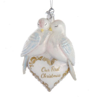 Noble Gems 4.75" Doves Our First Christmas Love Couple  -  Tree Ornaments