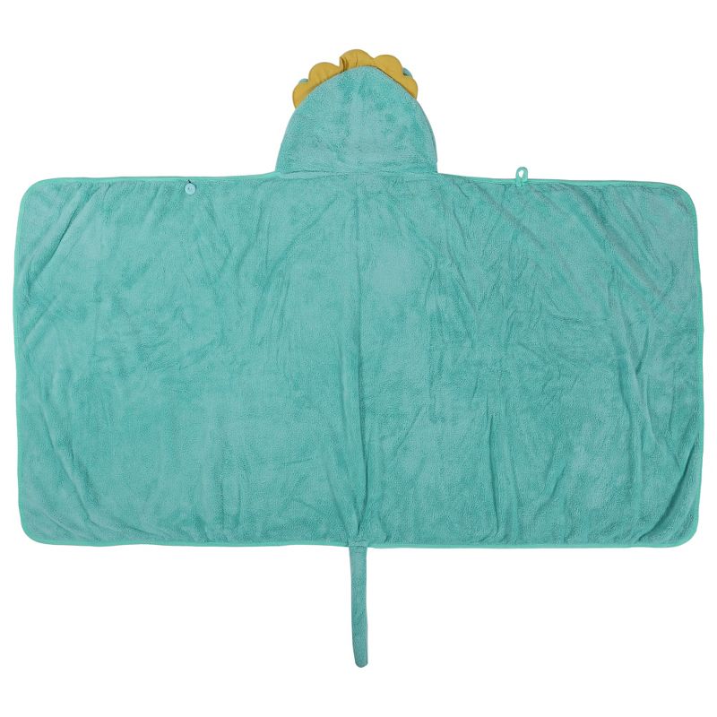 Unique Bargains Soft Absorbent Coral Fleece Hooded Towel for Bathroom Classic Design 53"x31" Light Green 1 Pc, 5 of 7
