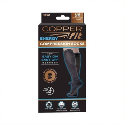Tommie Copper Copper-Infused Cotton Crew Compression Black Socks M-XL TC-15 