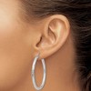 Black Bow Jewelry 3mm x 40mm 14k White Gold Textured Round Hoop Earrings - 3 of 4