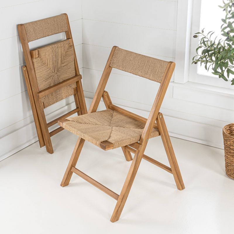 Kiawah Coastal Modern Wood Woven Seagrass Folding Chair - JONATHAN Y, 6 of 11