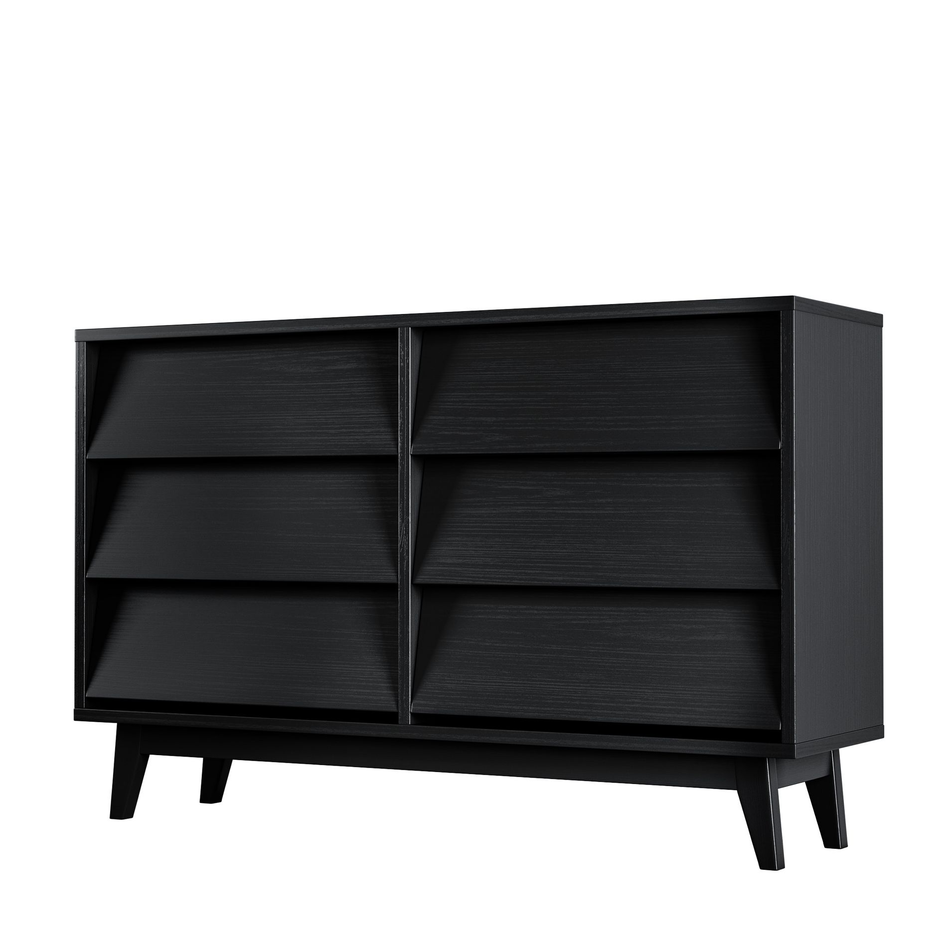 Bella Depot 6 Drawers Double Dresser Features Vintage-style and Bevel Design - Black