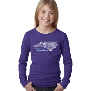 LA Pop Art Girl's Word Art Long Sleeve - North Carolina - 1 of 4