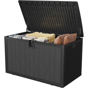 130 gal Deck Box, Lockable Outdoor Storage Box with Lid, All-Weather Outdoor Storage Bin with Side Handles for Patio Furniturn, Gardening Tool - 1 of 4