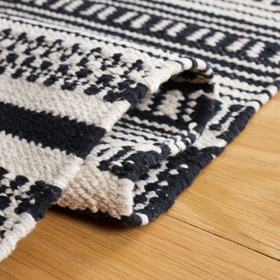 Montauk Black and Ivory Flatweave Cotton Rug