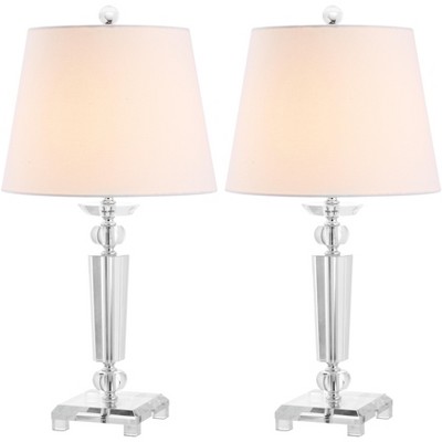 Elegant Crystal Candlestick Table Lamp Set with White Cotton Shade