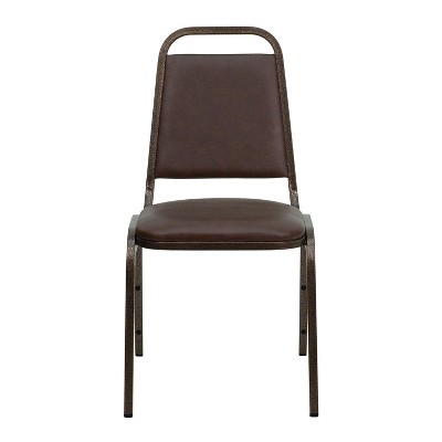Brown and Copper Vinyl Stacking Banquet Chair with Steel Frame