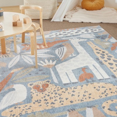 Astra Multicolor Safari Animals Kids Rug 7'10" x 10' Synthetic