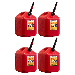 Midwest Can Company 5610 5-Gallon EPA & CARB Compliant Gas Can Fuel Container Jug with Flow Spout & Flame Shield Safety System, Red (4 Pack) - 1 of 4
