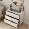 Famapy White 3 Drawers Dresser With Metal Legs and Glass Top - image 3 of 4