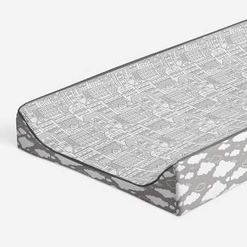 Bacati - Clouds in the City Gray Cityscape Quilted Changing Pad Cover