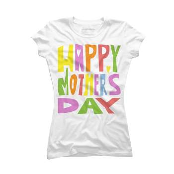 Junior's Design By Humans Happy Mother's Day Colorful Text By Yunta T-Shirt