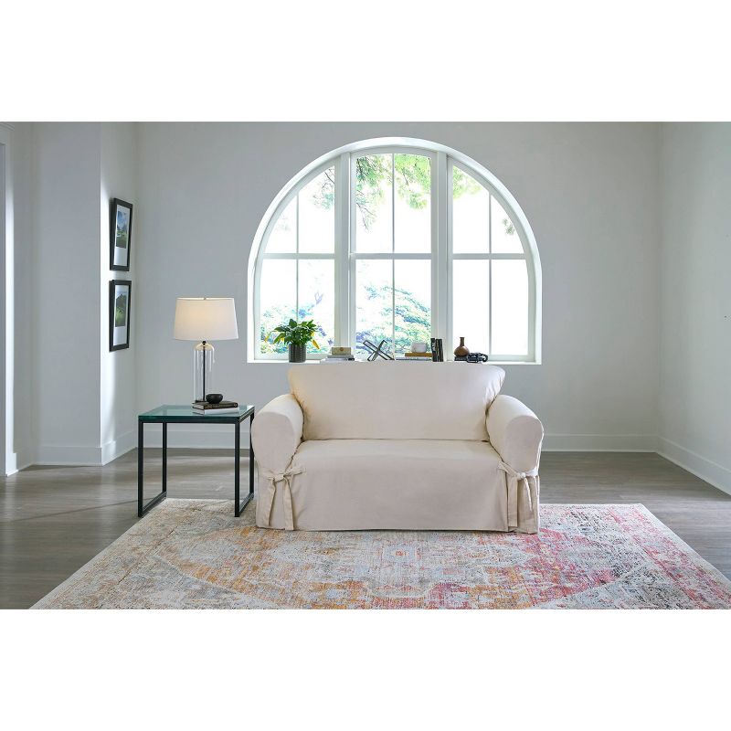 Duck Loveseat Slipcover Natural - Sure Fit, 4 of 5