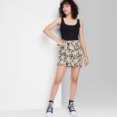 Women's Notch Front Seamed Denim Mini Skirt - Wild Fable™ : Target
