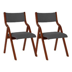 PAGED  Set of 2  Space-Saving Upholstered Folding Dining Chairs with Padded Seat,Armless Chairs for Kitchen,Living Room - 1 of 4
