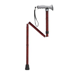 Drive Medical Offset Folding Cane with Gel Hand Grip  Red Crackle Design for Comfortable Support, Adjustable & Portable - 1 of 4