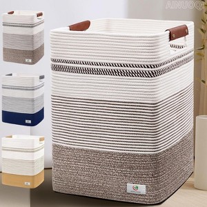 Laundry Hamper - 85L Large Laundry Basket with Leather Handles, Decorative Storage Basket for Blankets - 1 of 4