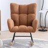 GustoWave Leisure Rocking Chair, Modern Rocking Chair, Upholstered Fabric Velvet Glider Rocker with Armchair and Pocket - 3 of 4