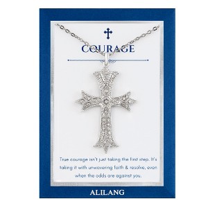 Anna-Kaci Silver Tone Crystal Rhinestone Cross Patonce Necklace with Message Card & Envelope Jewelry Gift - 1 of 4