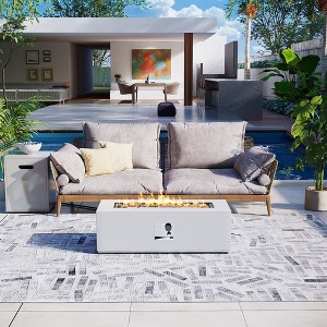 42-inch Outdoor Rectangular Fire Pit Table Propane for Outside Patio with Tank Cover - 1 of 4