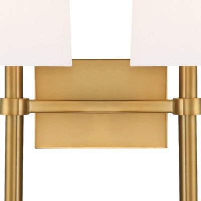 Vibrant Gold 2-Light Sconce with White Silk Shades