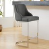 Bekrvio Bar Stools, 26” Counter Height with Back - Upholstered PU Leather/Velvet  Steel U-Shaped Base for Kitchen Counter Island - 2 of 4