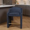 HomeRoots 26" Gray and Gold Velvet and Steel Counter Height Bar Chair - 2 of 4