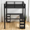 Full Metal Loft Bed Frame with L-Shaped Desk and Storage Shelves, Space-Saving Loft Bed with Ladder and Guardrails,kids bed - 4 of 4