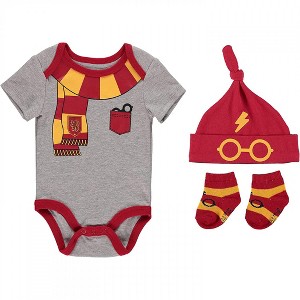 Kids Harry Potter Gryffindor 3-Piece Bodysuit Gift Set - 1 of 1