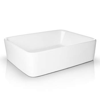 Miligore 19" x 15" Rectangular White Ceramic Above Counter Bathroom Vessel Sink