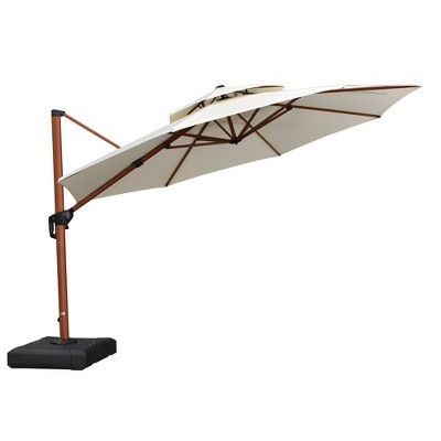 PURPLE LEAF Outdoor Umbrella with Base Patio Round Large Cantilever Umbrella Windproof Offset Heavy Duty Sun Umbrella for Garden Deck Pool