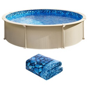 VEVOR 21-ft Round Above Ground Pool Liner, Overlap Pool Liners, Standard Gauge Vinyl, 48-to-54inch Wall Height, Blue - 1 of 4