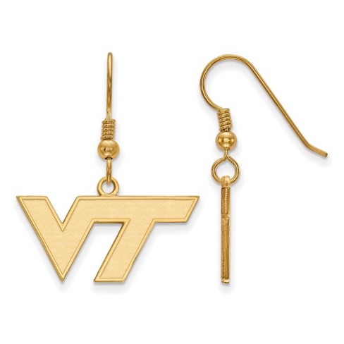 Black Bow Jewelry 14k Yellow Gold Plated Sterling Silver Virginia Tech Hokies NCAA Dangle Earring - image 1 of 3