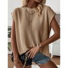Womens Summer Cap Sleeve Tops Trendy Casual Crew Neck Knit Lightweight Sweater Pullover Top - 3 of 4