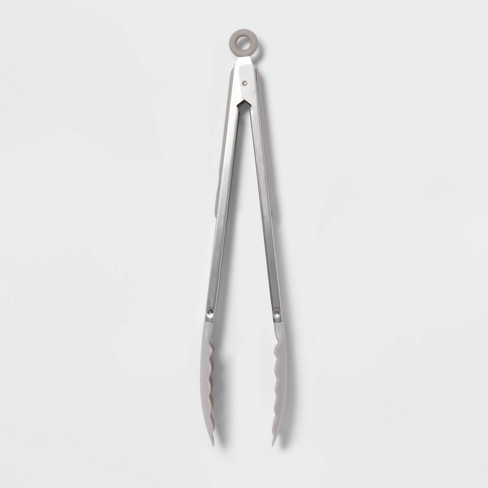 Stainless Steel Kitchen Tongs Gray - Room Essentials™: Cooking & Serving Utensil, Dishwasher-Safe, 13.68" Length