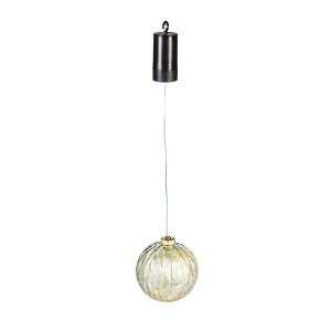 Evergreen 5" Shatterproof Outdoor Safe Battery Operated LED Ball Ornament, Gold - 1 of 2