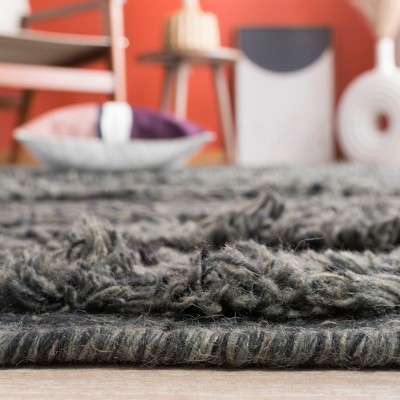 Charcoal and Ivory Handwoven Wool Runner Rug