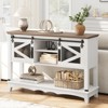 Farmhouse Entryway Table with Storage, White Console Table with Sliding Barn Doors, Wooden Sofa Table with Cabinet - 2 of 4