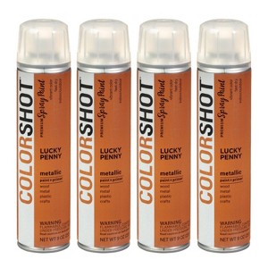 Colorshot Spray Paint Metallic Lucky Penny 9oz 4pk Value Set Copper: Acrylic Paint & Primer for Metal & Plastic, Fast Drying - 1 of 4