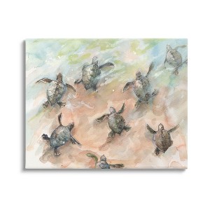 Stupell Industries Baby Sea Turtles Swimming Shore Canvas Wall Art - 1 of 4