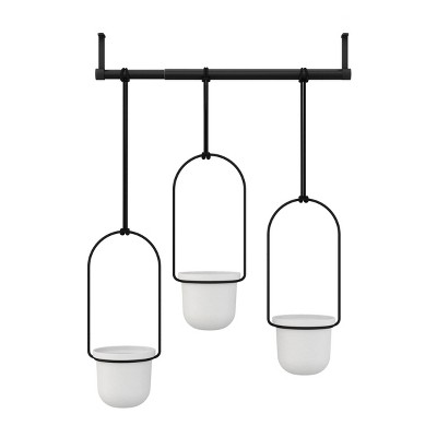 Triflora Adjustable White/Black Indoor Hanging Planter