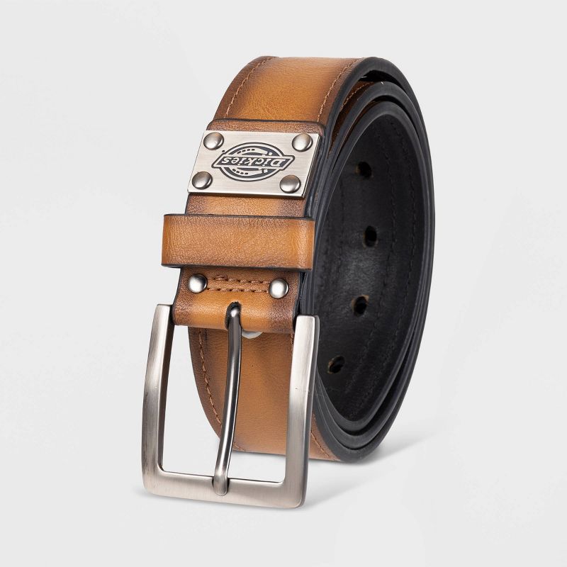 Dickies Men's Workwear Belt with Metal Logo Plaque - Brown, 2 of 6