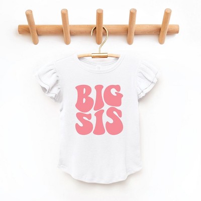 The Juniper Shop Big Sis Wavy Toddler Flutter Sleeve Tee