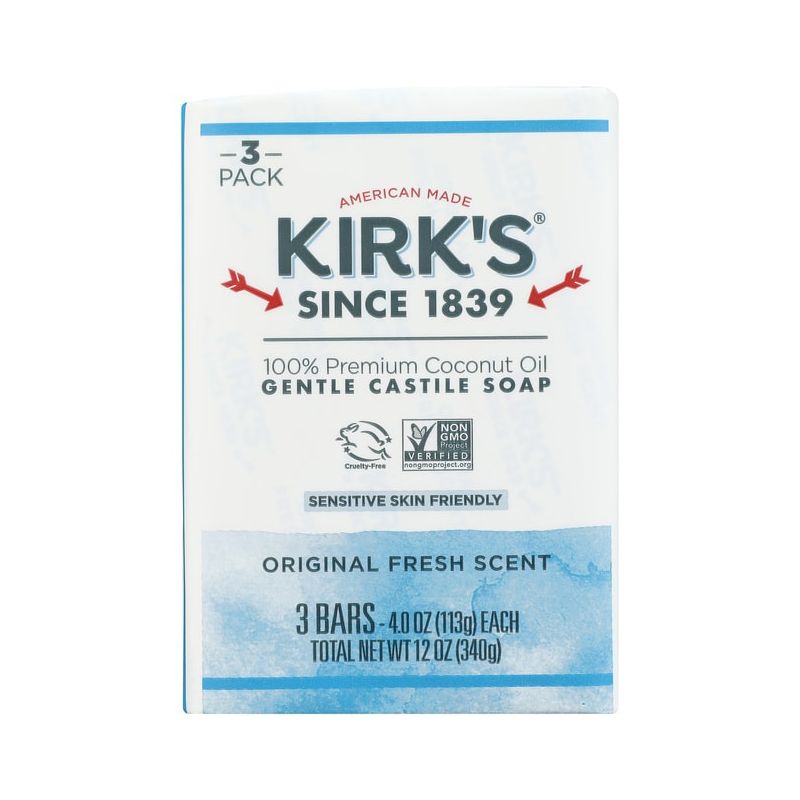 Kirk's Gentle Castile Soap - Original Fresh Scent 3 - 4 oz Bar(S), 1 of 2